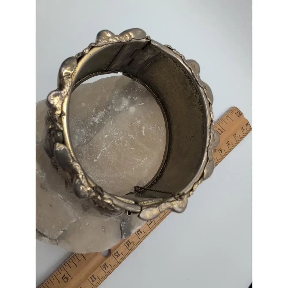 Vintage Whiting & Davis Heavy Baroque Repousse Hinged Cuff Bracelet